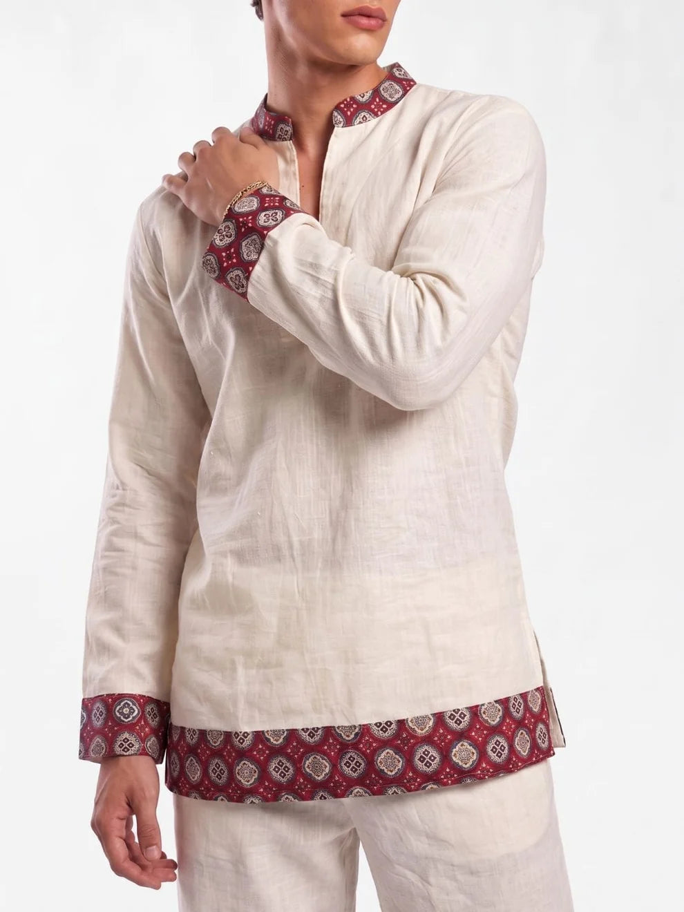 Kabir Beige Cotton Kurta